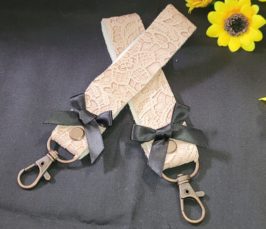 Peaches and Lace wrist lanyards