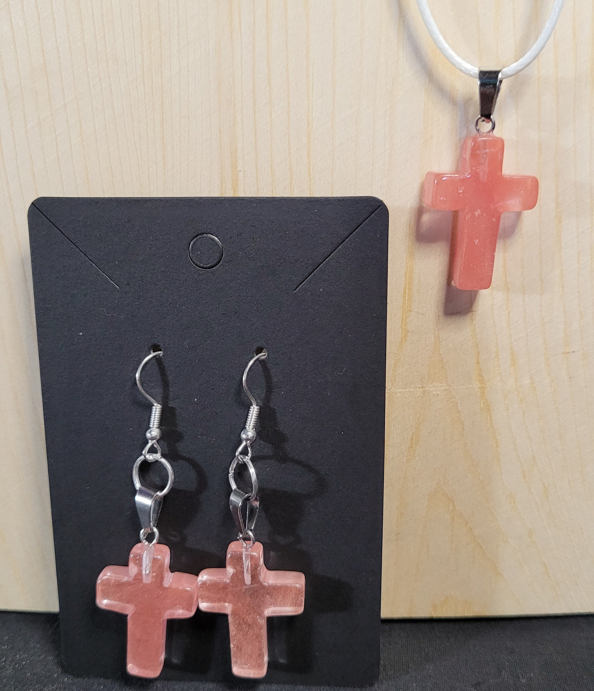 "He's not here,  for He is Risen" earring/necklace set