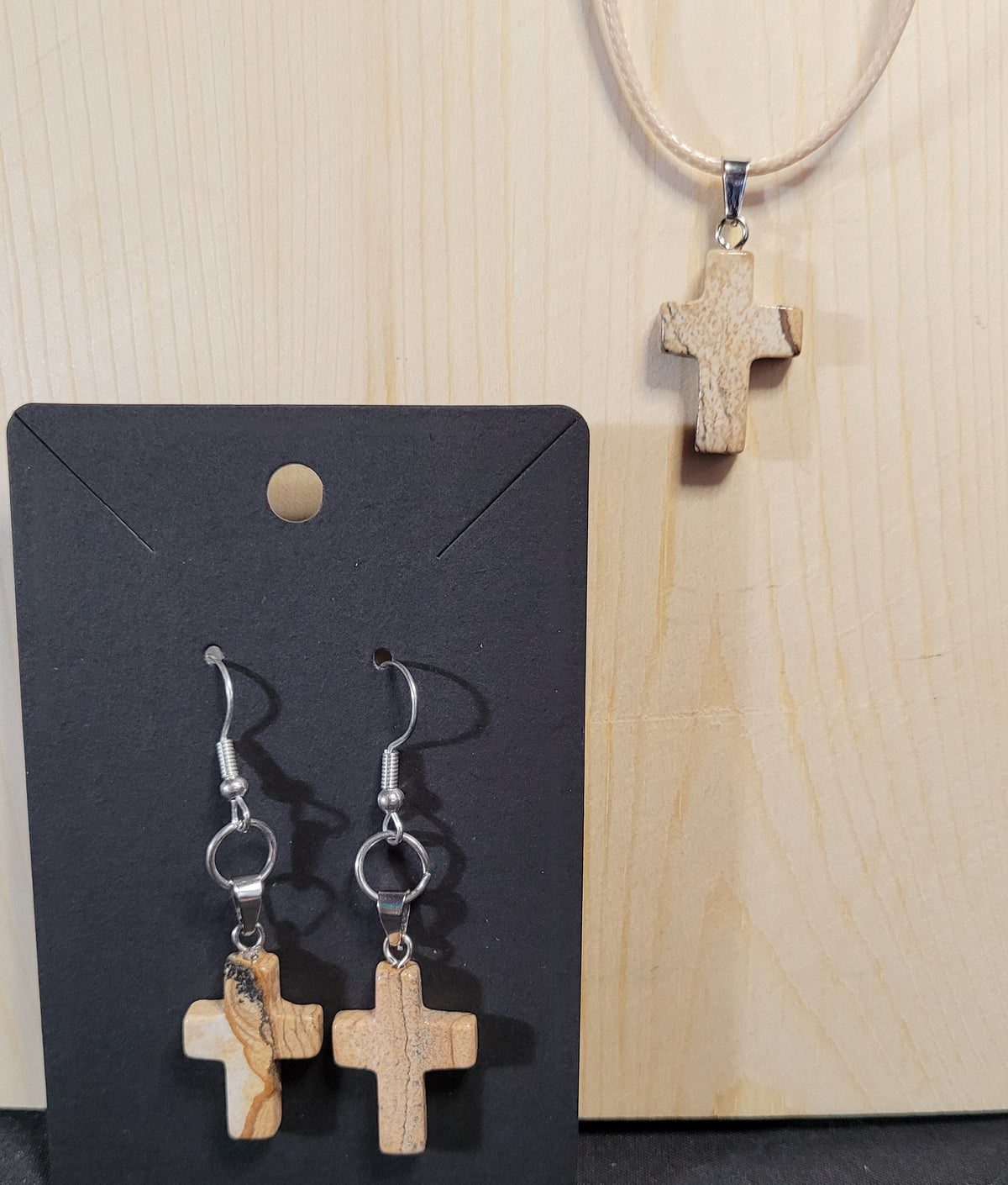 "He's not here,  for He is Risen" earring/necklace set