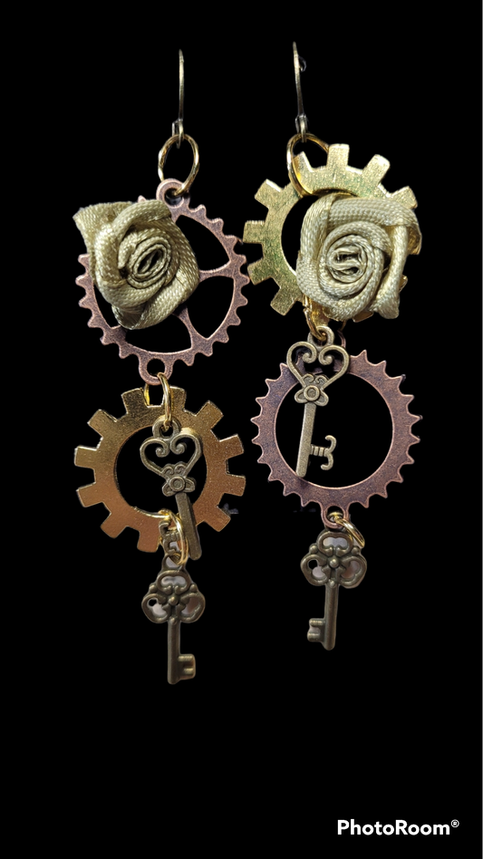 "Gold & gears" earrings
