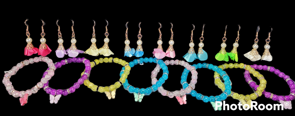 "Petals & Butterflies" earrings/bracelet sets